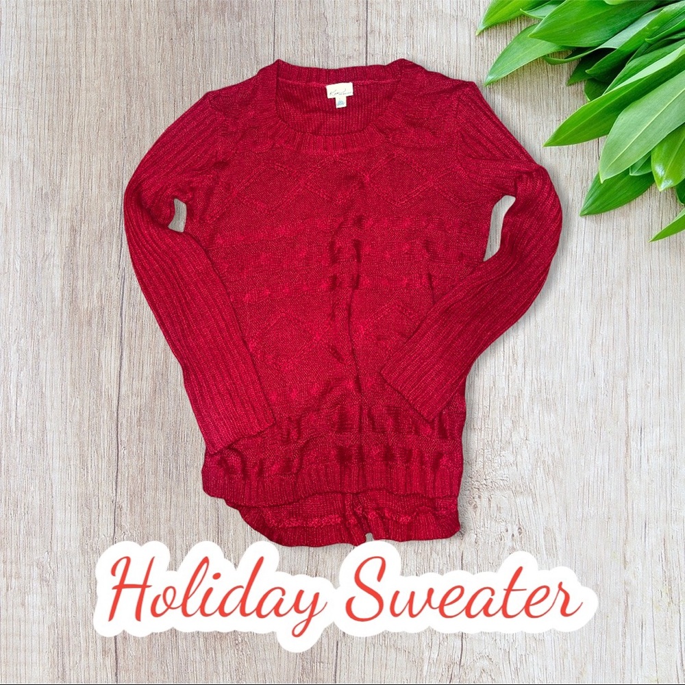 KIM ROGERS RED PULL-ON SWEATER | LARGE